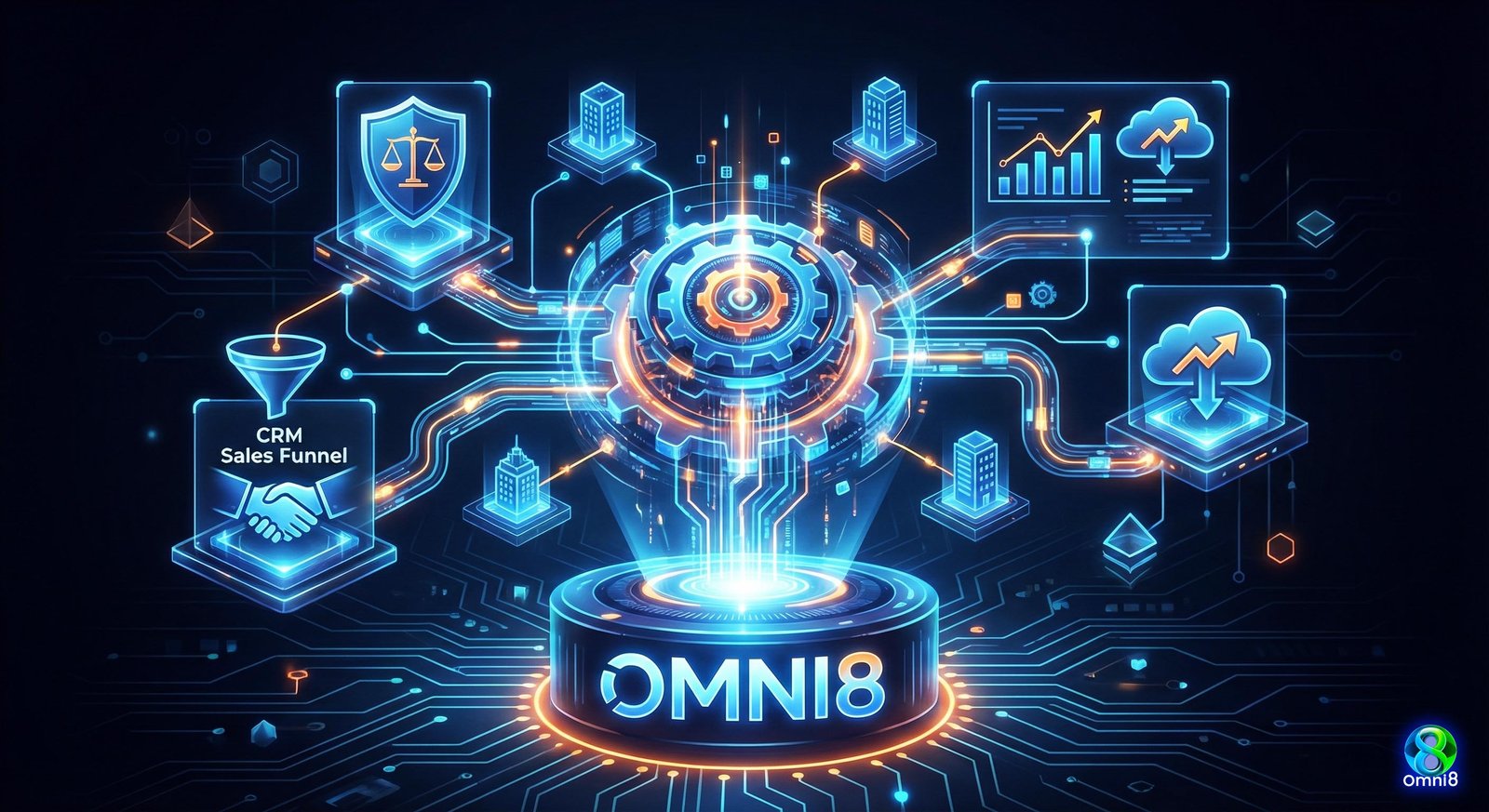Diagrama 1 - Visão macro do ecossistema Omni8 com o Flowt no centro